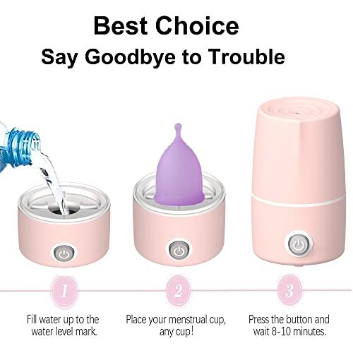 Mottery Menstruationsbecher-Sterilisator – Periodenbecher-Dampfreiniger – 99,9 % Keimfreiheit in 8 Minuten – Rosa