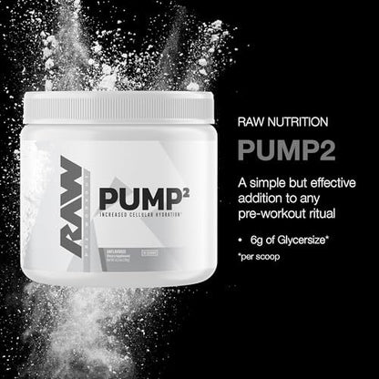 RAW Pump2 Pre Workout | Glycerol Pump Pre Workout Supplement, Pump Supplement für beste Ergebnisse oder jedes Preworkout-Pulver | Verbesserte Hydratation und Energieboost | Ungeschmack (20 Portionen)
