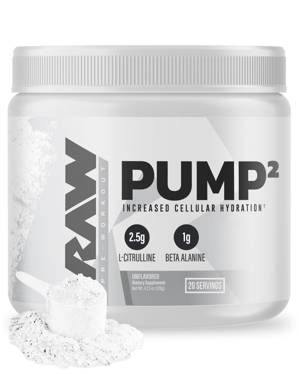 RAW Pump2 Pre Workout | Glycerol Pump Pre Workout Supplement, Pump Supplement für beste Ergebnisse oder jedes Preworkout-Pulver | Verbesserte Hydratation und Energieboost | Ungeschmack (20 Portionen)