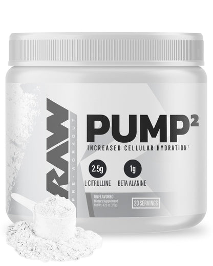 RAW Pump2 Pre Workout | Glycerol Pump Pre Workout Supplement, Pump Supplement für beste Ergebnisse oder jedes Preworkout-Pulver | Verbesserte Hydratation und Energieboost | Ungeschmack (20 Portionen)