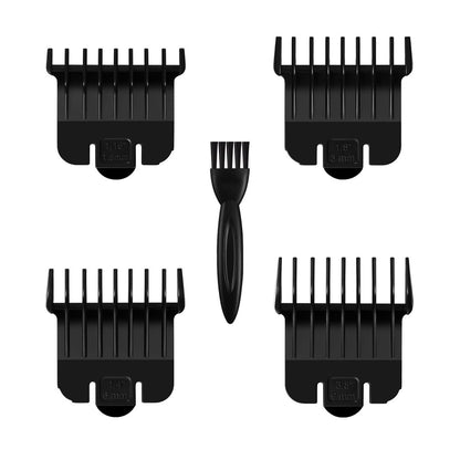 4er-Pack T-Outliner-Aufsteckkämme kompatibel mit Andis #04710 und #04521, Snap-On-Aufsätze (1/16" bis 3/8") für präzises Trimmen, Schwarz