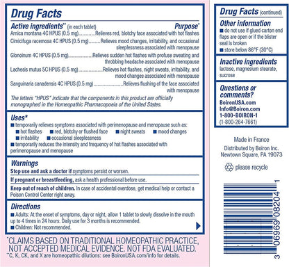 Boiron Cyclease Menopause – 120 Tabletten (2x60) zur Linderung von Hitzewallungen, Stimmungsschwankungen, Nachtschweiß und Reizbarkeit