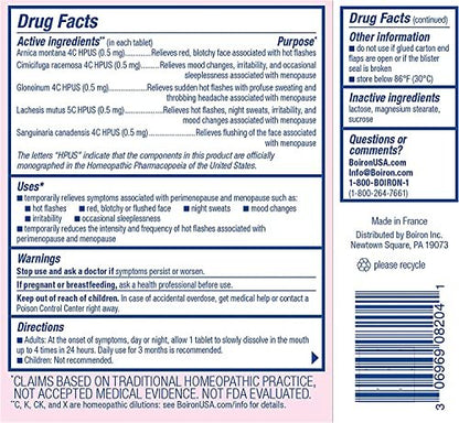 Boiron Cyclease Menopause – 120 Tabletten (2x60) zur Linderung von Hitzewallungen, Stimmungsschwankungen, Nachtschweiß und Reizbarkeit