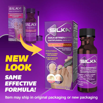 SILKA Max Strength Antifungal Liquid für gesunde Nägel mit Pinselapplikator - Ergebnisse in 1 Woche, Nagelpilzbehandlung für geschädigte Zehennägel, Fußpilzbehandlung, Tolnaftat 1% 0,45 Fl Oz