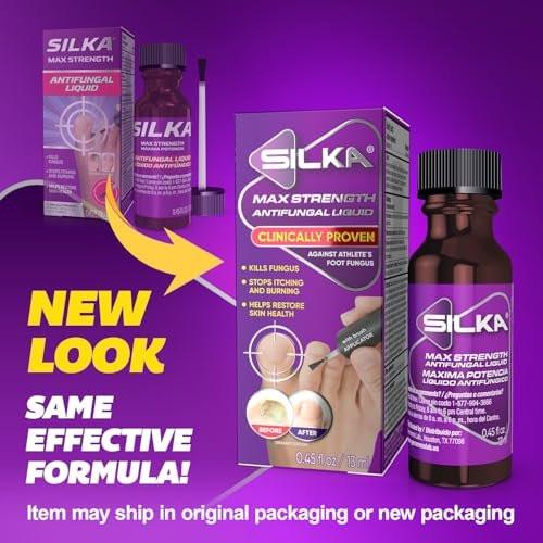 SILKA Max Strength Antifungal Liquid für gesunde Nägel mit Pinselapplikator - Ergebnisse in 1 Woche, Nagelpilzbehandlung für geschädigte Zehennägel, Fußpilzbehandlung, Tolnaftat 1% 0,45 Fl Oz