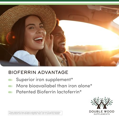 Lactoferrin 250mg pro Portion (60 Kapseln) - Patentiertes Bioferrin Lactoferrin - Hochwertiges Eisenpräparat für Eisenmangel und Immununterstützung von Double Wood Supplements