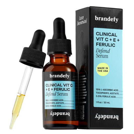 Brandefy Vitamin C Gesichtsserum 15% L-Ascorbinsäure, Ferulasäure 0,5% + Vitamin E für Selbstpflege und Schönheit, Gesichts-Dunkelfleck-Korrektor und Anti-Aging 30 ml, hergestellt in den USA