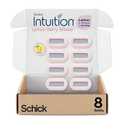 Schick Intuition Nachfüllpackung Lemon Berry Breeze – 8 Damenrasierer-Nachfüllklingen mit Bio-Zitrone