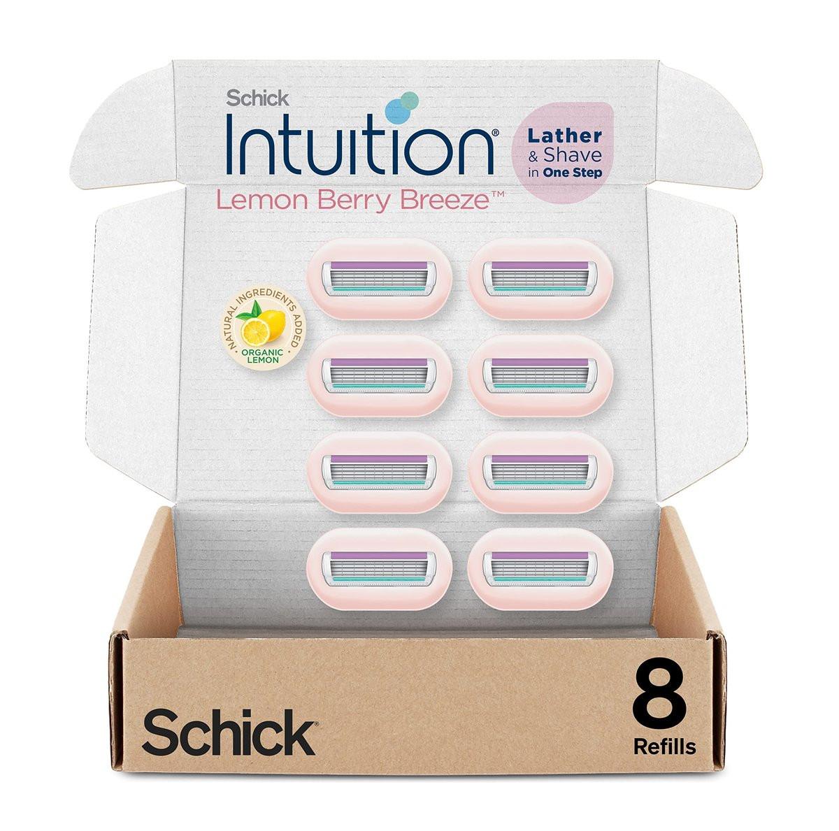 Schick Intuition Nachfüllpackung Lemon Berry Breeze – 8 Damenrasierer-Nachfüllklingen mit Bio-Zitrone