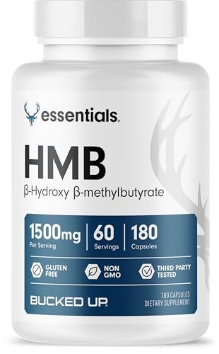 Bucked Up HMB (Beta-Hydroxy Beta-Methylbutyrat) 1500 mg pro Portion, Essentials (60 Portionen, 180 Kapseln)