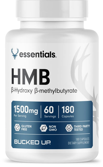 Bucked Up HMB (Beta-Hydroxy Beta-Methylbutyrat) 1500 mg pro Portion, Essentials (60 Portionen, 180 Kapseln)