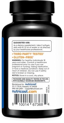 Nutricost Schwarzkümmelöl (Kreuzkümmel) - Kaltgepresst, Quelle von Omega 3 6 9 - 120 Weichkapseln, 1000 mg pro Portion, 60 Portionen - Non-GMO und Glutenfrei