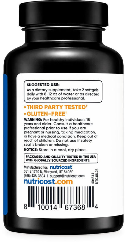 Nutricost Schwarzkümmelöl (Kreuzkümmel) - Kaltgepresst, Quelle von Omega 3 6 9 - 120 Weichkapseln, 1000 mg pro Portion, 60 Portionen - Non-GMO und Glutenfrei