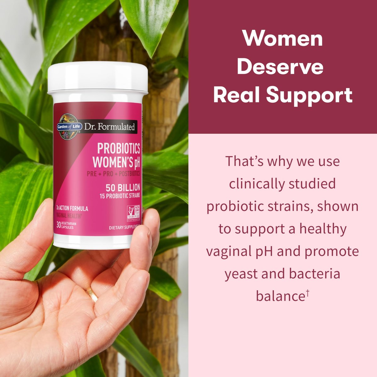 Garden of Life Dr Formulated Once Daily 3-in-1 Complete Prebiotika, Postbiotika und Probiotika für Frauen – Prä + PRO + Postbiotikum für Verdauungs-, Immun- und Vaginalgesundheit, 30-Tage-Vorrat