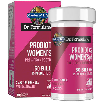 Garden of Life Dr Formulated Once Daily 3-in-1 Complete Prebiotika, Postbiotika und Probiotika für Frauen – Prä + PRO + Postbiotikum für Verdauungs-, Immun- und Vaginalgesundheit, 30-Tage-Vorrat