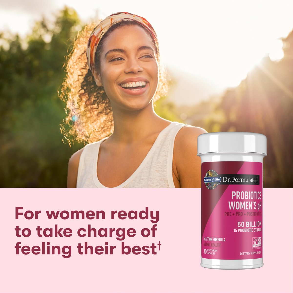 Garden of Life Dr Formulated Once Daily 3-in-1 Complete Prebiotika, Postbiotika und Probiotika für Frauen – Prä + PRO + Postbiotikum für Verdauungs-, Immun- und Vaginalgesundheit, 30-Tage-Vorrat