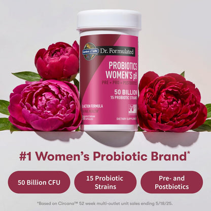 Garden of Life Dr Formulated Once Daily 3-in-1 Complete Prebiotika, Postbiotika und Probiotika für Frauen – Prä + PRO + Postbiotikum für Verdauungs-, Immun- und Vaginalgesundheit, 30-Tage-Vorrat