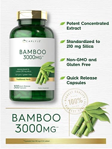 Carlyle Bambus-Extrakt Kapseln | 300 Stück | 210 mg Silicium | Nicht-GVO, Glutenfrei