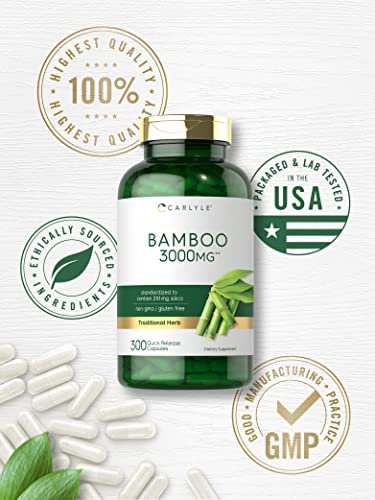 Carlyle Bambus-Extrakt Kapseln | 300 Stück | 210 mg Silicium | Nicht-GVO, Glutenfrei