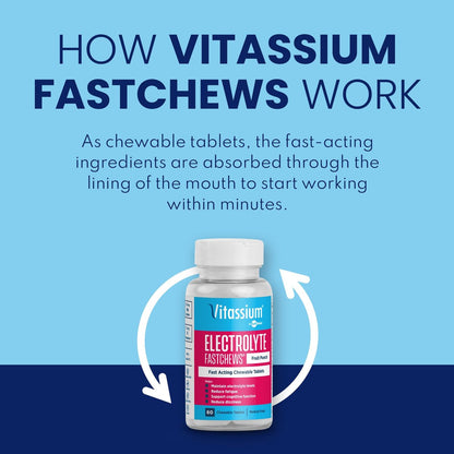 Vitassium FastChews – Kaubare Elektrolyttabletten für POTS-Management und natriumreiche Ernährung, Grape Geschmack, 60 Stück