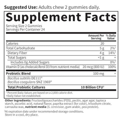 Garden of Life Dr Formulated 10 Milliarden KBE Präbiotikum & Probiotikum Gummis mit Vitamin D3 – für Verdauungs- und Immunsystem – glutenfrei, ohne Gentechnik, ohne Zuckerzusatz, Geschmack Orange Dream, 60 Gummis