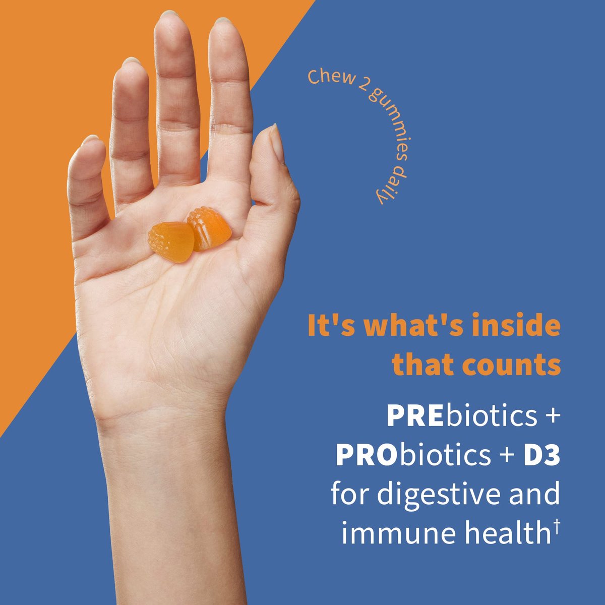 Garden of Life Dr Formulated 10 Milliarden KBE Präbiotikum & Probiotikum Gummis mit Vitamin D3 – für Verdauungs- und Immunsystem – glutenfrei, ohne Gentechnik, ohne Zuckerzusatz, Geschmack Orange Dream, 60 Gummis