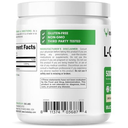 Bucked Up L-Glutamin (5000 mg), Essentials (50 Portionen, 250 Gramm)