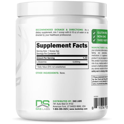 Bucked Up L-Glutamin (5000 mg), Essentials (50 Portionen, 250 Gramm)