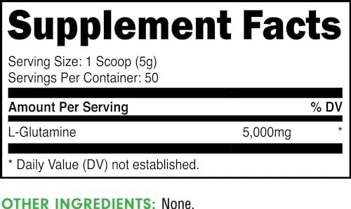 Bucked Up L-Glutamin (5000 mg), Essentials (50 Portionen, 250 Gramm)