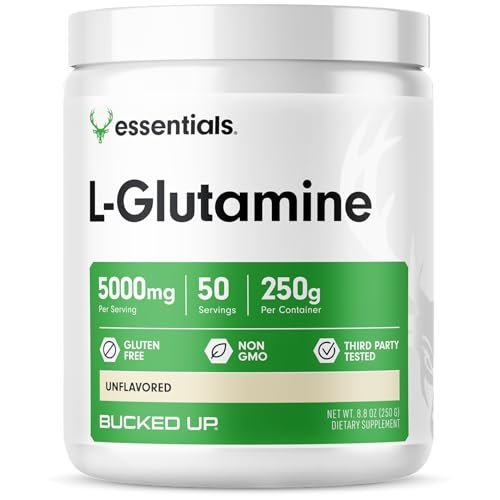 Bucked Up L-Glutamin (5000 mg), Essentials (50 Portionen, 250 Gramm)