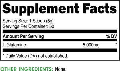 Bucked Up L-Glutamin (5000 mg), Essentials (50 Portionen, 250 Gramm)