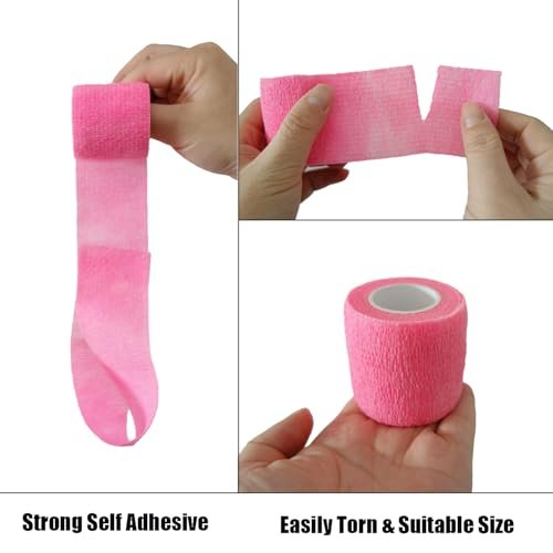 Baisunt 6er-Pack 5,1 cm Selbstklebende Kohäsive Bandage, Elastischer Selbsthaftender Verband, Atmungsaktiver Sport-Wickel für Handgelenk, Knöchel, Tattoo (5 Yards, Mehrfarbig)