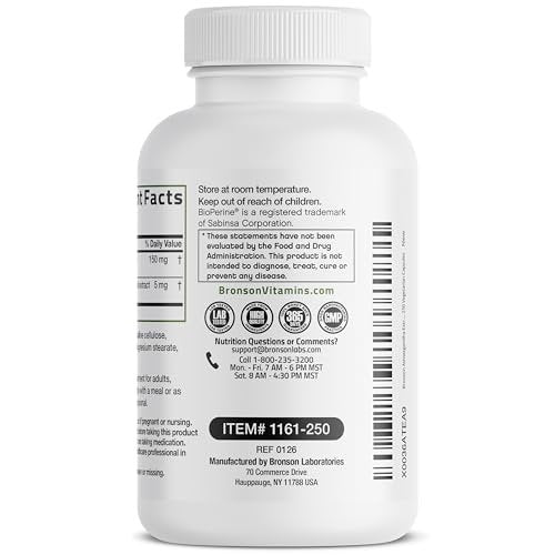 Bronson Ashwagandha Extra Stark Stress & Stimmungsunterstützung mit BioPerine – Non-GMO Formel, 250 Kapseln
