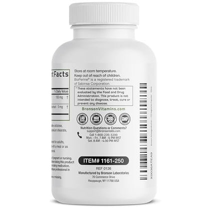 Bronson Ashwagandha Extra Stark Stress & Stimmungsunterstützung mit BioPerine – Non-GMO Formel, 250 Kapseln