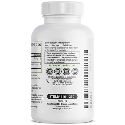 Bronson Ashwagandha Extra Stark Stress & Stimmungsunterstützung mit BioPerine – Non-GMO Formel, 250 Kapseln