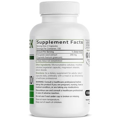 Bronson Bockshornklee-Samenpulver Kapseln Extra Stärke, Trigonella Foenum-Graecum, Non-GMO, Sojafrei, Vegetarisch, 300 Kapseln