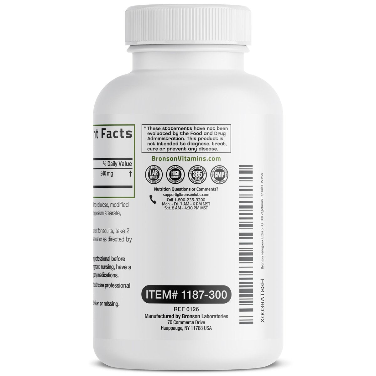 Bronson Bockshornklee-Samenpulver Kapseln Extra Stärke, Trigonella Foenum-Graecum, Non-GMO, Sojafrei, Vegetarisch, 300 Kapseln
