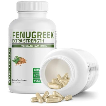 Bronson Bockshornklee-Samenpulver Kapseln Extra Stärke, Trigonella Foenum-Graecum, Non-GMO, Sojafrei, Vegetarisch, 300 Kapseln