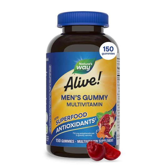 Nature's Way Alive! Männer Multivitamin Gummis – Tägliche Gummivitamine für Männer, unterstützt den zellulären Energiestoffwechsel, die Immunität und die Muskelfunktion* mit Vitamin A, C, D3, Zink, vegetarisch, 150 Stück