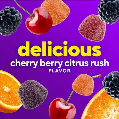 Vitafusion Probiotikum + Präbiotikum Ballaststoff-Gummis für Erwachsene, Unterstützung der Darmgesundheit, Kirschbeeren-Citrus-Rush-Geschmack, 60 Stück