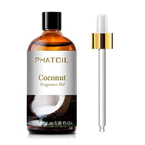 PHATOIL Kokosduftöl 3,38 FL.OZ – Ätherisches Öl für Aromatherapie, Diffuser, Yoga, Hautpflege, DIY Kerzen- und Seifenherstellung – 100 ml