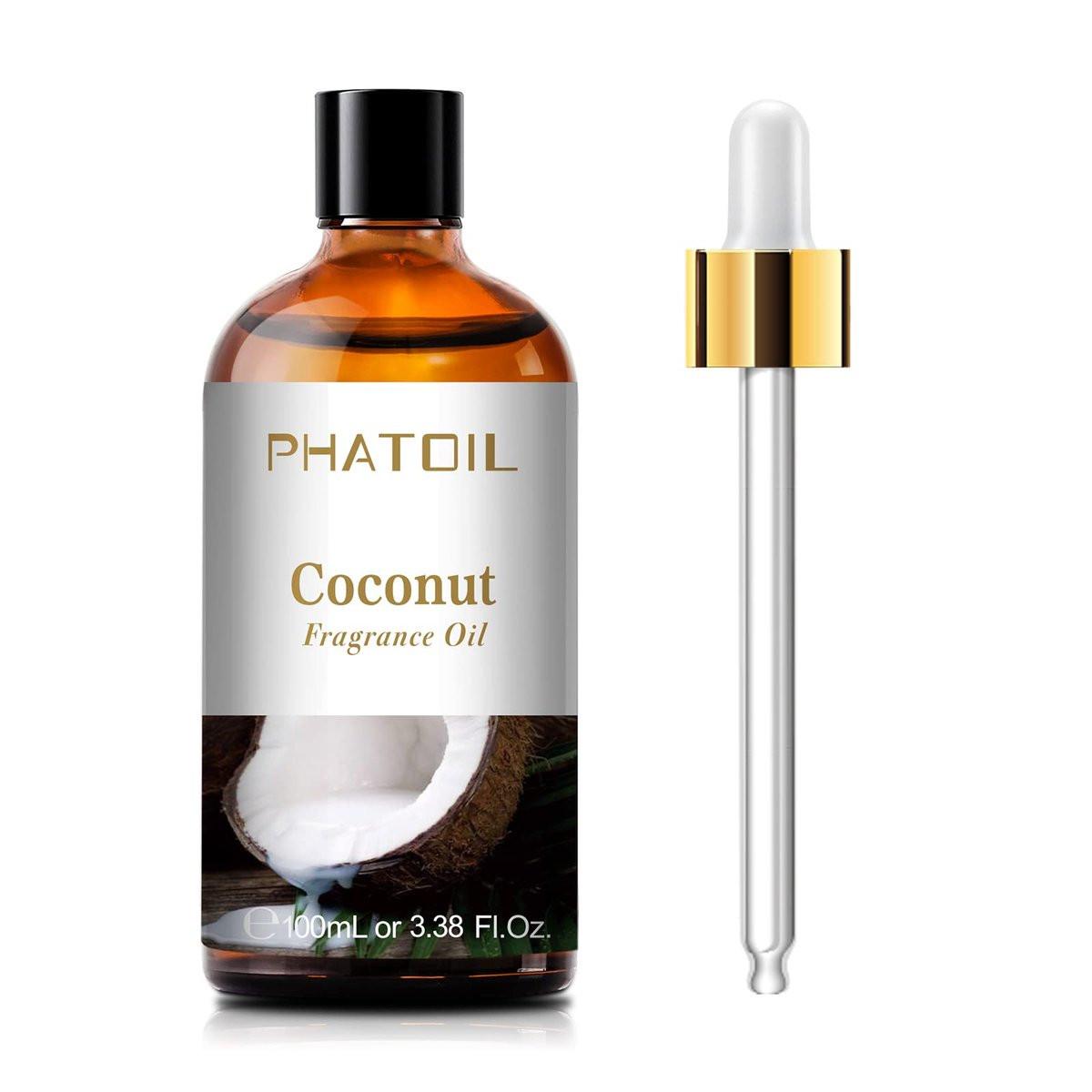 PHATOIL Kokosduftöl 3,38 FL.OZ – Ätherisches Öl für Aromatherapie, Diffuser, Yoga, Hautpflege, DIY Kerzen- und Seifenherstellung – 100 ml