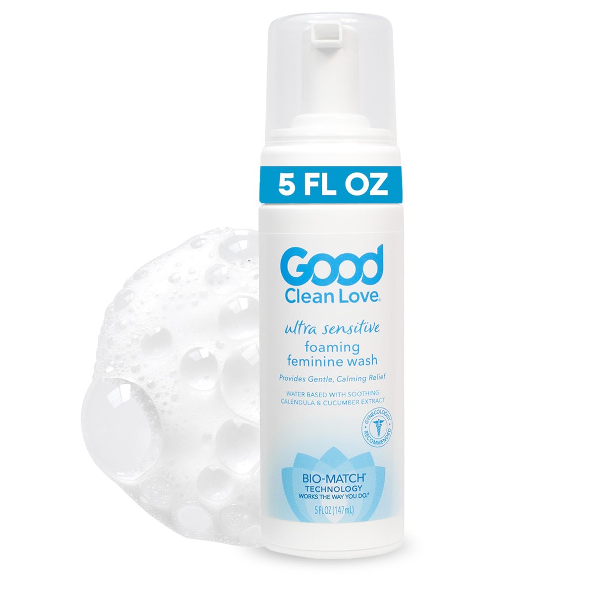 Good Clean Love Ultra Sensitive Schaum-Intimwaschmittel pH-ausgeglichen, sanfte Reinigung für Frauen mit natürlichen Inhaltsstoffen, wasserbasiert, 148 ml
