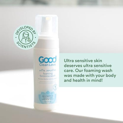 Good Clean Love Ultra Sensitive Schaum-Intimwaschmittel pH-ausgeglichen, sanfte Reinigung für Frauen mit natürlichen Inhaltsstoffen, wasserbasiert, 148 ml