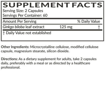 Futurebiotics Ginkgo Biloba Extra Strength – 120 vegane Kapseln zur Unterstützung der Gehirnfunktion und des Gedächtnisses