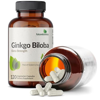 Futurebiotics Ginkgo Biloba Extra Strength – 120 vegane Kapseln zur Unterstützung der Gehirnfunktion und des Gedächtnisses