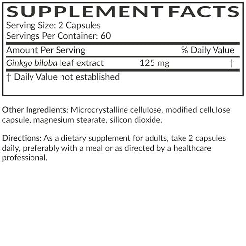 Futurebiotics Ginkgo Biloba Extra Strength – 120 vegane Kapseln zur Unterstützung der Gehirnfunktion und des Gedächtnisses