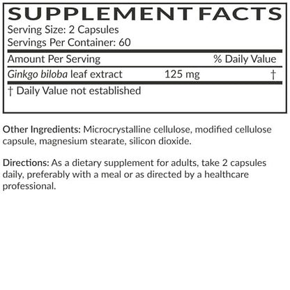Futurebiotics Ginkgo Biloba Extra Strength – 120 vegane Kapseln zur Unterstützung der Gehirnfunktion und des Gedächtnisses