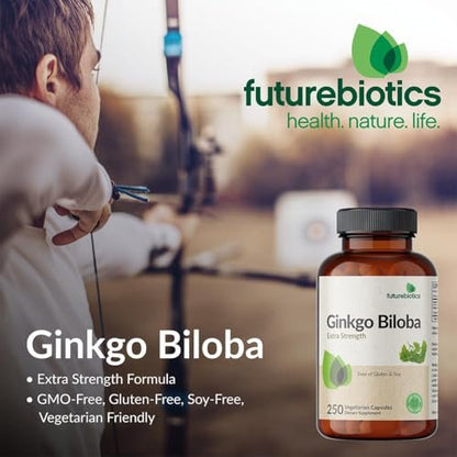Futurebiotics Ginkgo Biloba Extra Strength – 120 vegane Kapseln zur Unterstützung der Gehirnfunktion und des Gedächtnisses