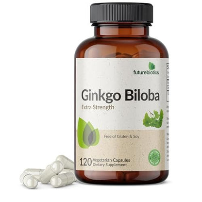 Futurebiotics Ginkgo Biloba Extra Strength – 120 vegane Kapseln zur Unterstützung der Gehirnfunktion und des Gedächtnisses